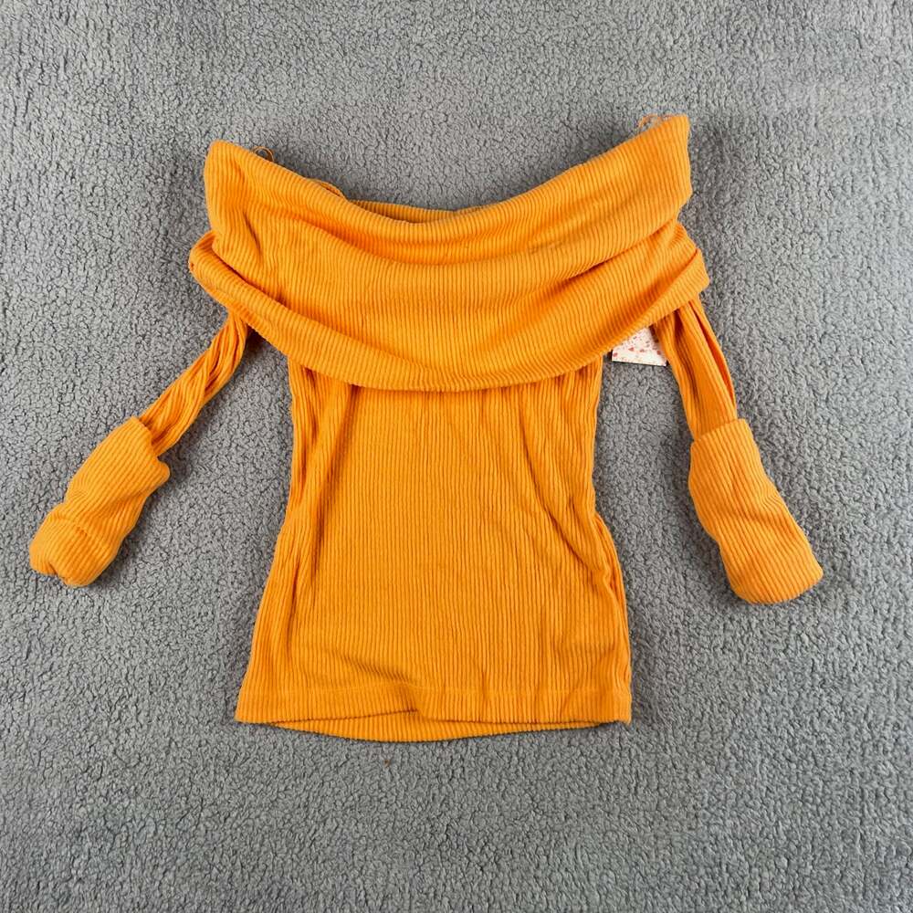 Free People Women's Small Tangerine Bright Orange Snowbunny Long Sleeve Top